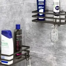 Banyo Düzenleyici Şampuanlık Sabunluk 2 Li Set Lamalı Yapışkanlı 4 Askılı Duş Rafı Organizer