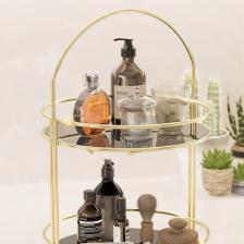 Banyo Düzenleyici 2 Katlı 40 CM Gold Lüks Düzenleyici Organizer Banyo Rafı Şampuanlık Dekoratif