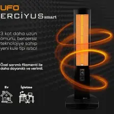 Erciyus Smart 2300 W Mobil Uyumlu Kule Tipi Isıtıcı