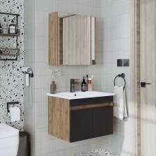 Roomart Lavabolu Atlantik - Antrasit Mat Mdf 65 cm Alt Dolap + Aynalı Üst Dolabı
