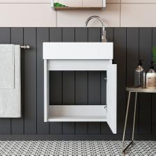 Roomart  Ayaksız Tek Kapaklı Lavabolu Beyaz 50 cm Banyo Dolabı