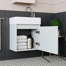 Tek Kapaklı Lavabolu Mat Beyaz 50cm Banyo Dolabı Aynalı Üst Dolabı Tuvalet Kâğıtlığı Tuvalet Standı