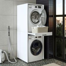 Çamaşır Ve Kurutma Makinesi Dolabı Mat Beyaz