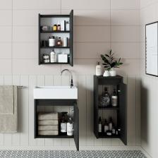 Ayaksız Tek Kapaklı Lavabolu 50 Cm Banyo Dolabı Aynalı Üst Dolabı Boy Dolabı