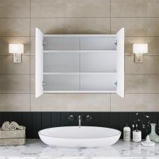 Banos Banyo Ad7 Kulpsuz 2 Kapaklı Mat Beyaz Mdf 80 Cm Aynalı Banyo Üst Dolabı