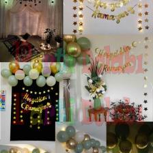 Hoşgeldin Ramazan Gold Yazı Ledli Zincir Balon Seti 11 Ayın Sultanı Ramazan Bayramı Oda Süsleme Seti