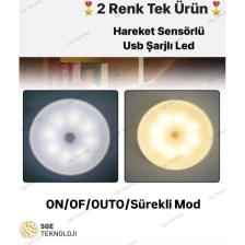 Hareket Sensörlü 16 Led 400mah Şarjlı 2 Renk Beyaz Ve Gün Işığı Led Auto Dolap Içi, Koridor Type-c