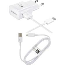 Samsung TA20 Micro ve Type-C Kablolu 15W Adaptec Fast Charge Hızlı Seyahat Şarj Aleti Beyaz (Samsung Türkiye Garantilidir)