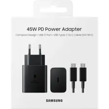 Samsung 45W Orjinal Type-C Süper Hızlı Şarj Cihazı  Siyah (Samsung Türkiye Garantilidir) EP-T4510XBEGWW