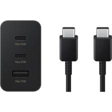 Samsung 3in1 65W 2xpd+Usba 3 Çıkışlı Şarj Aleti + 60W Type-C To Type-C Hızlı Data ve Şarj Kablo 1.8metre Siyah