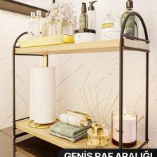 Mutfak Rafı Masaüstü Düzenleyici Organizer Mutfak Banyo Dolabı 2 Katlı Raf Oval Raf Kitaplık