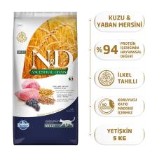 N&amp;D Düşük Tahıllı Kuzu Etli ve Yaban Mersinli 5 kg Yetişkin Kuru Kedi Maması