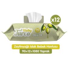 Zeytinyağlı Islak Bebek Havlusu 12x90 Adet