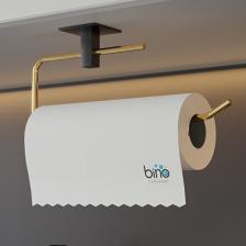 Bino Gold Paslanmaz Dolu Çelik, Kağıt Rulo Havluluk, Peçetelik, Yapışkanlı Tasarım, Banyo Askısı