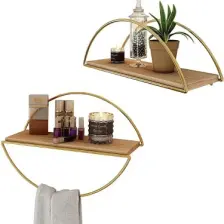 Duvar Rafı Dekoratif Mutfak Banyo Altın Elips Kitaplık
