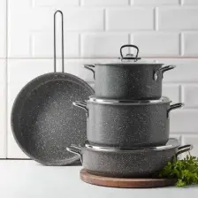 Karaca Biogranit Steel Plus 7 Parça Tencere Seti Gri
