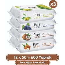 Pure Baby Meyveli Karma 50 Yaprak 12'li Paket Islak Havlu