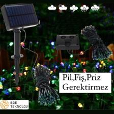 Sge Teknoloji  Güneş Enerjili 100 LED 12 Metre Rgb Çok Renkli Bahçe Aydınlatması LED Işık